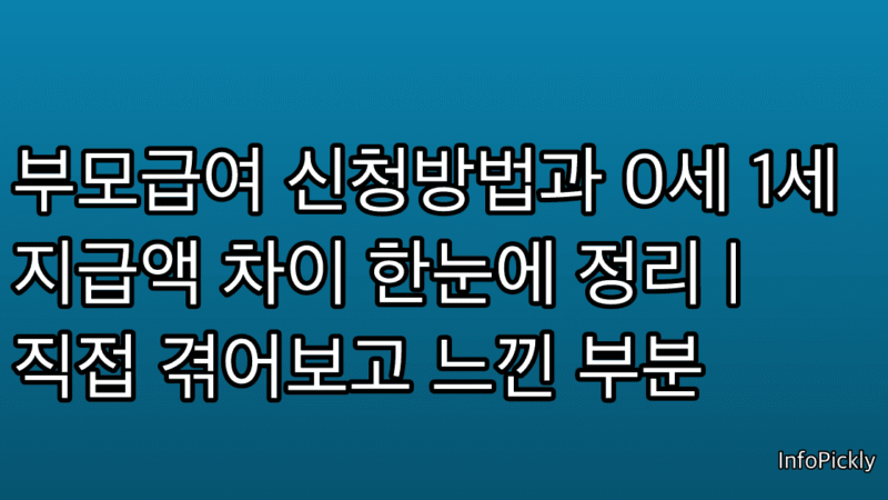 부모급여 신청방법과 0세 1세 지급액 차이 한눈에 정리 | 직접 겪어보고 느낀 부분