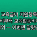 청소년 교육급여 지원항목 정리, 부교재비부터 교육활동비까지 신청 범위 — 이번엔 달랐던 부분