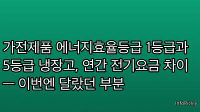 가전제품 에너지효율등급 1등급과 5등급 냉장고, 연간 전기요금 차이 — 이번엔 달랐던 부분
