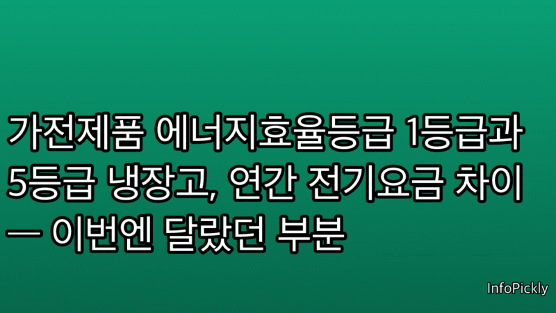가전제품 에너지효율등급 1등급과 5등급 냉장고, 연간 전기요금 차이 — 이번엔 달랐던 부분