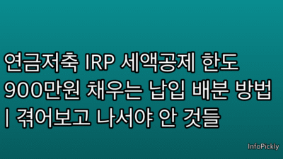 연금저축 IRP 세액공제 한도 900만원 채우는 납입 배분 방법 | 겪어보고 나서야 안 것들