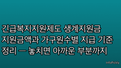 긴급복지지원제도 생계지원금 지원금액과 가구원수별 지급 기준 정리 — 놓치면 아까운 부분까지