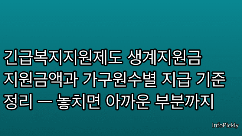 긴급복지지원제도 생계지원금 지원금액과 가구원수별 지급 기준 정리 — 놓치면 아까운 부분까지
