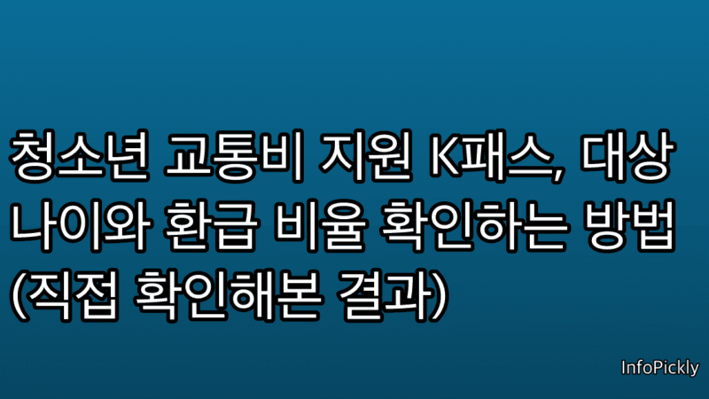 청소년 교통비 지원 K패스, 대상 나이와 환급 비율 확인하는 방법 (직접 확인해본 결과)