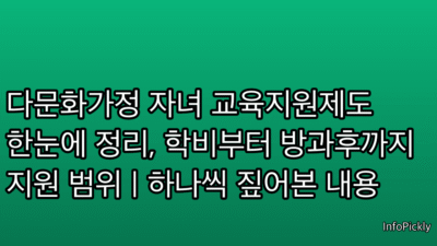 다문화가정 자녀 교육지원제도 한눈에 정리, 학비부터 방과후까지 지원 범위 | 하나씩 짚어본 내용