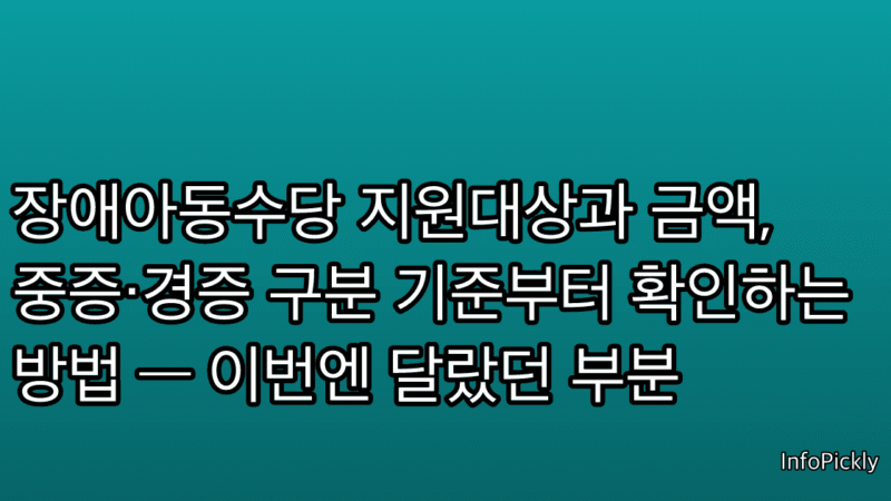 장애아동수당 지원대상과 금액, 중증·경증 구분 기준부터 확인하는 방법 — 이번엔 달랐던 부분