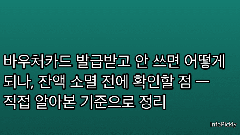 바우처카드 발급받고 안 쓰면 어떻게 되나, 잔액 소멸 전에 확인할 점 — 직접 알아본 기준으로 정리