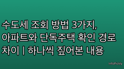 수도세 조회 방법 3가지, 아파트와 단독주택 확인 경로 차이 | 하나씩 짚어본 내용